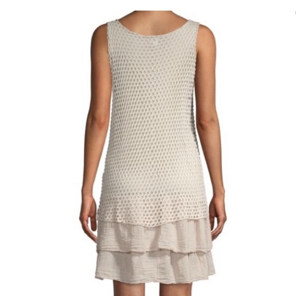 Le Marais Paris dress Silk Lace Tiered Hem Beige Medium - Picture 2 of 9